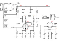 Power-Amp with 300B/310A and Partridge-Transformers - Electronic Schematic